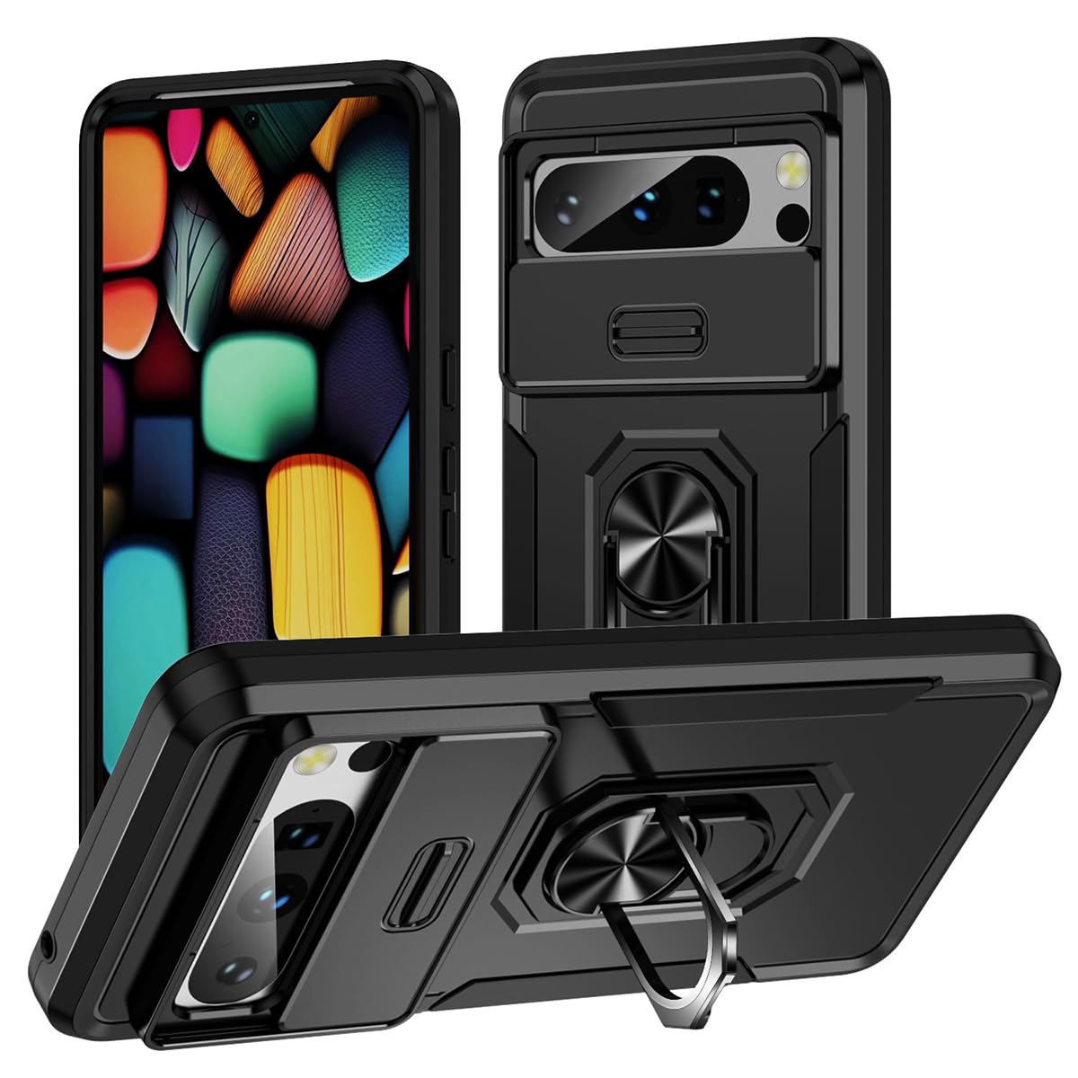 ZORBES Phone Case for Google Pixel 8 Pro 6.7'' Full Protection Phone Cover with Rotatable Kickstand Phone Grip & Sliding Camera Cover Anti-Scratch Phone Protective Case for Google Pixel 8 Pro Black ZORBES Phone Case for Google Pixel 8 Pro 6.7'' Full Protection Phone Cover with Rotatable Kickstand Phone Grip & Sliding Camera Cover Anti-Scratch Phone Protective Case for Google Pixel 8 Pro Black